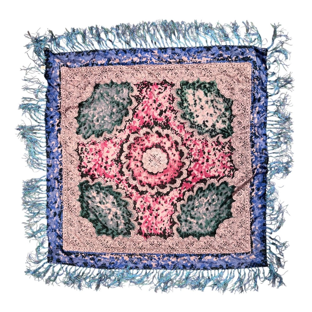 1937 Accessories Oversized Fringe‎ Square Scarf Boho Cottagecore Festival Artsy